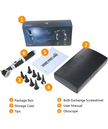 Ohyas Professional Otoscope Diagnosis Kit - LED Portable Ear Cleaner for Family Doctors & ENT Care - 8 Point Endoscope - Ships Internationally - Buy Online on GoSupps.com