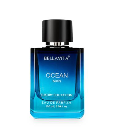 Bell'a Vita Luxury Men Ocean Aquatic Eau De Parfum With Marine Orchid & Musk|Long Lasting Fresh Citrusy & Woody Edp Fragrance Scent Liquid Perfume 100 Ml.
