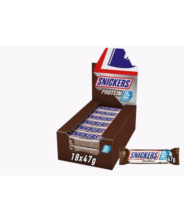 Snickers Chocolate Protein Bar 18 x 47 gram More Prote ne Less Sugar High Prote ne Bar met een Caramel Layer en Peanuts Coated in Milk Chocolate - Buy Online on GoSupps.com