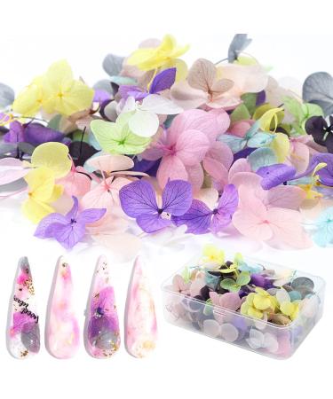 Vanchief 100 Pcs 3D Colorful Dried Flowers  Real Natural Flowers Nail Art Decoration Supplies Dry Flowers Nail Stickers Accessories for DIY Nail Art Decor Jewelry Nail Pendant Crafts (A)