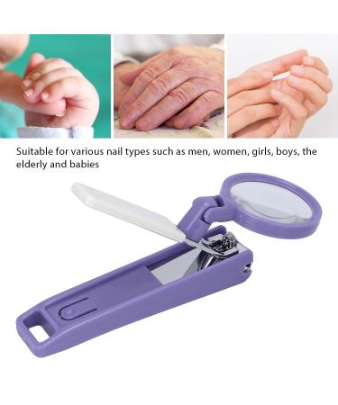 Nail Clippers with Magnifying Glass - Sharp Heavy Duty Steel Blade for Accurate Cutting - Purple+White - Buy Online on GoSupps.com