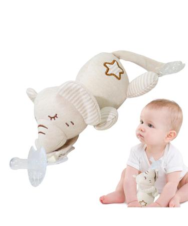 Bitong pacifier holder soft toy pacifier holder animal-cuddly pacifier holder beautiful soft skin-friendly pacifier holder for children aged 0 6 months elephant