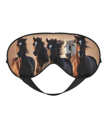 SSIMOO Running Horses Soft Sleep Eye Mask Female Breathable Eye Patch Perfect for Travel and Relaxation Black