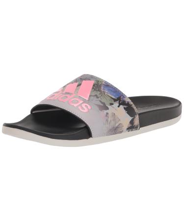 adidas Women's Adilette Comfort Slide Sandal 8 Grey One/Bliss Pink/Core Black