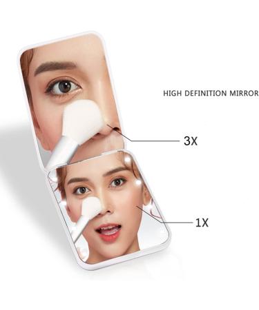 iHMeiju LED Lighted Travel Makeup Mirror with 1X/3X Magnification - Pink - Buy Online on GoSupps.com