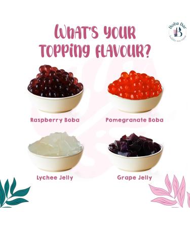 Boba bar London | DIY Fruit Bubble Tea Kit | Serves 4 (FTBK-GC-4) Boba Bar London | Green Chiller Fruit Bubble Tea Kit | 4 Fruit Tea Flavours | 4 Boba & Jelly Toppings | Tapioca Pearls | 4 Bamboo Straws | 4 Tea Bags | 2 Recipe Cards  - Buy Online on GoSupps.com