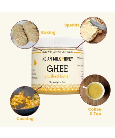Premium Grass-Fed Indian Milk & Honey Ghee Butter 7.2 oz | Handmade, Lactose & Gluten-Free | 44 Servings | Recyclable PET Jar - Buy Online on GoSupps.com