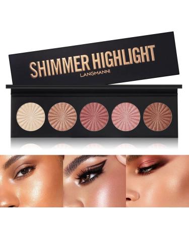 Hirock 5-color-make-up palette marker and contour palette compact shimmering bronzer powder pearl-gloss-text marker palette