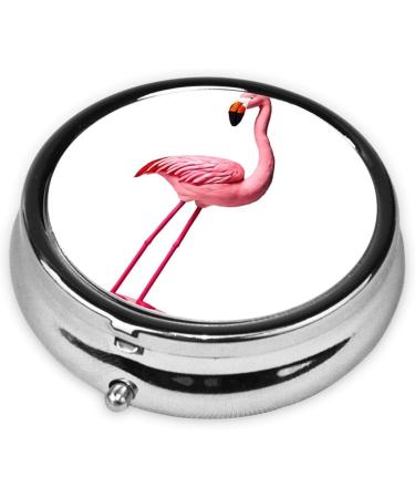 Flamingo Printed Mini Round Pill Box | 3 Compartment Travel Organizer | Portable Medicine Case for Home & Office - Buy Online on GoSupps.com