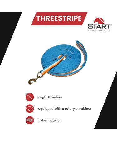 Shop 8m Equestrian Lunging Line - Soft Nylon Tug Line with Hand Loop & Carabiners | Orange/White/Turquoise - Buy Online on GoSupps.com