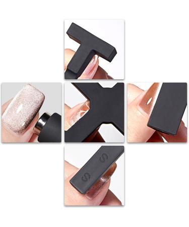 Kuxiptin Cat Eye Magnet Cat Eye Magnet for Nails | 5 in 1 Strong Suction Cat Eye Nail Magnets Multifunction Nail Salon Art Tools for Beginners Black - Buy Online on GoSupps.com
