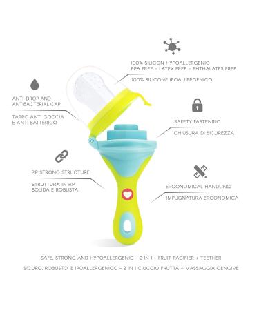 Dahema Newborn Pacifier & Bib Set - Waterproof Silicone Teething Bite Ring Ideal Weaning & Gum Massage - Light Blue - Buy Online on GoSupps.com