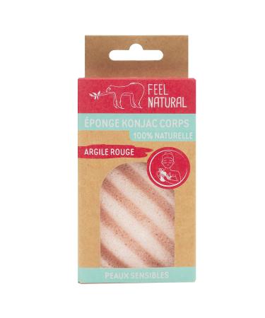 Feel Natural Red Clay Konjac Sponge for Body - Eco-Friendly Exfoliating Solution | Shop Internationally - Buy Online on GoSupps.com