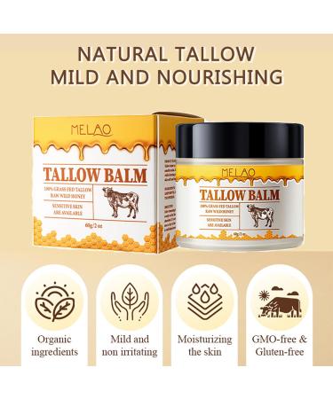 Tallow and Honey Balm - All-Natural Skin Care with Grass-Fed Beef Tallow & Raw Wild Honey - 2 oz Moisturizing Body Oil - Buy Online on GoSupps.com