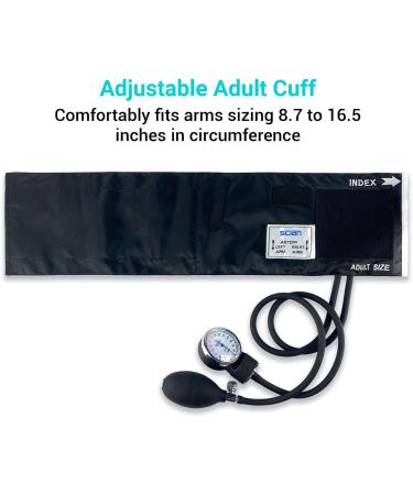Scian Manual Blood Pressure Cuff Aneroid Sphygmomanometer with Adult Cuff and Dual Head Stethoscope - Professional BP Kit for Nurses & Doctors in Black - Buy Online on GoSupps.com
