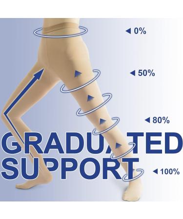 Beister Medical Compression Pantyhose - Opaque Closed Toe 20-30mmHg Graduated Support - Beige XL - Buy Online on GoSupps.com