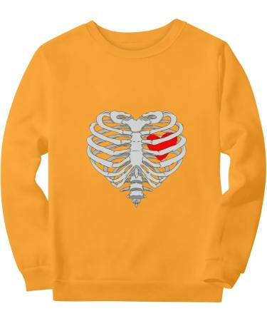 Halloween Costumes Print Round Neck Casual Long Sleeve Sweatshirt Top Thin Womens Pullover Yellow Small - Buy Online on GoSupps.com