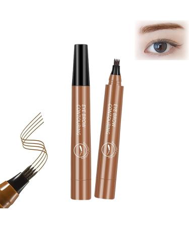 2PCS Whimsyard Eyebrow Pencil Whimsyard Magic Eyebrow Pencil 4 Tip Microblade Creates Natural Looking Brows Effortlessly 3D Waterproof Microblading Eyebrow Pencil Contouring Pen (Light Brown)
