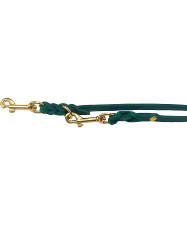 Dogeleine Fat Leather Brass Leash for Small & Large Dogs Adjustable Double Linen 2.80m x 12mm in Fir Green | International Shipping - Buy Online on GoSupps.com