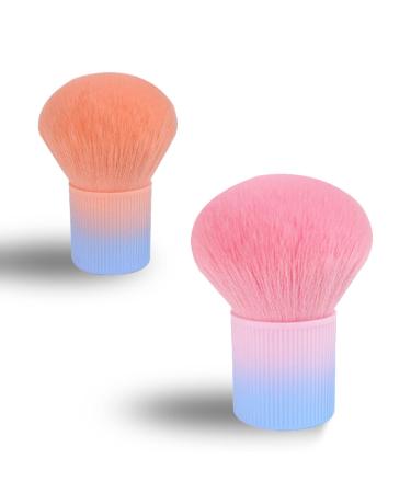 CHENYIYI 2 Pcs Nail Art Dust Powder Remover Brush  Nail Art Dust Cleaner Brush  Soft Nail Cleaning Brush for Acrylic Nail Professional Nail Art Tools Cleaner Brush for Makeup (PINK ORANGE) Pink+Orange