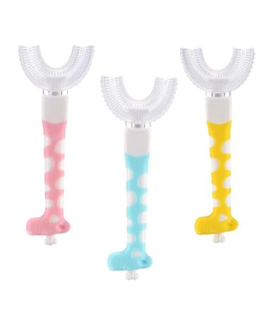 360 U-shaped toothbrush for toddlers for children aged 2 6 and 2 4 and 4 7 and 6 8 years all rounded teeth round wide 3 pages foam manual for boys and girls3 giraffes + 3 incentive stickers for brushing your teeth