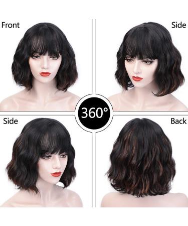 ColorfulPanda Women s Short Bob Wig with Ponytail - Black & Brown Curls Heat-Resistant 14 Inch Cosplay Costume Wig - Buy Online on GoSupps.com