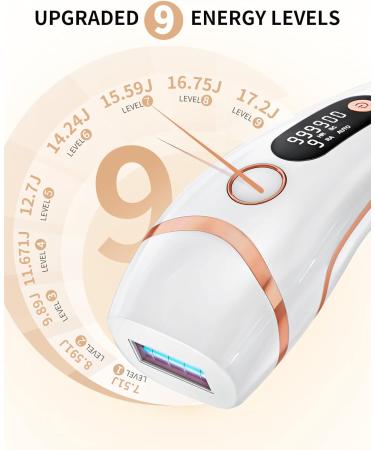 IPL Hair Removal Device for Men & Women - 999 900 Pulses 3 Functions (HR/SC/RA) 9 Energy Levels - Painless Laser Hair Removal for Body Face & Bikini - White - Buy Online on GoSupps.com