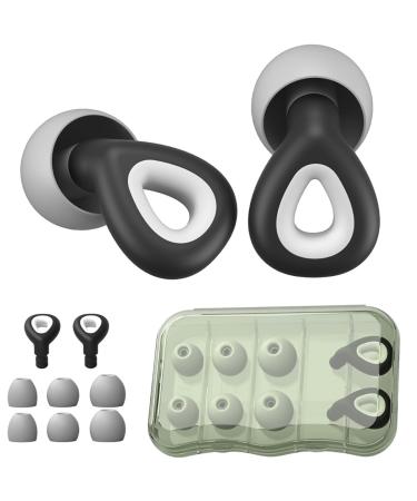 Sleep Ear Plugs Reusable Soft Silicone Noise Canceling Earplugs Set with Travel Case for Sleeping/Snoring/Working/Studying/Flying (Black)