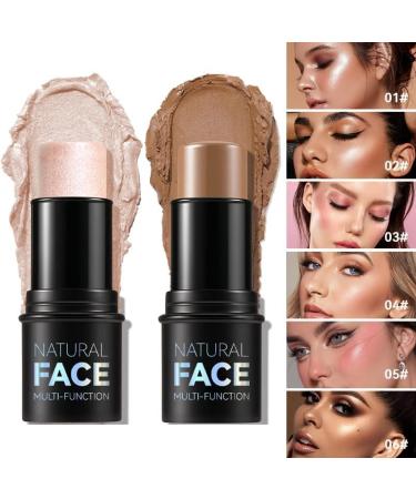 2-Pack Highlighting and Finishing Stick Non-stick Face Highlighter and Shadow Pencil Long-Lasting Smooth Face Highlighting Makeup (Pearl and Coffee) - Buy Online on GoSupps.com