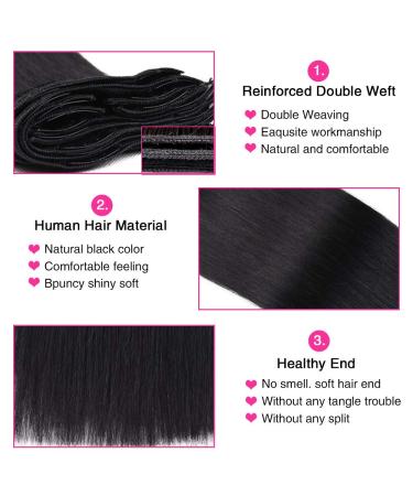 100% Unprocessed Brazilian Virgin Hair Clip in Extensions for Black Women - Natural Black 18 Inch Straight Hair 120g - Buy Online on GoSupps.com