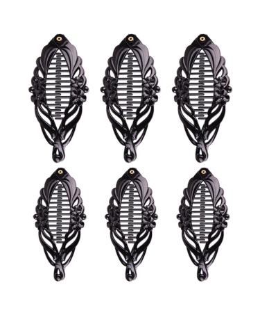 FRCOLOR Banana Hair Clips 6pcs French Banana Clip Hair Comb Fishtail Hair Clip Flexible Ponytail Holder Interlocking Hair Styling Accessories for Women Girls Hair Bun Ponytail Holder