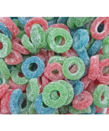 Fizzy Ring Sweets | Green Apple Blue Raspberry Red Strawberry Mix Bag of Sweets | Halal (1kg) - Buy Online on GoSupps.com