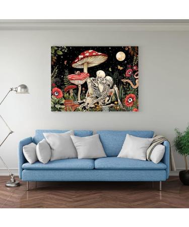 Clendo Mushroom Skull Paint by Numbers for Adults - Trippy Flower Skeleton Design for Home Wall Decor - DIY Acrylic Paint Kit Inch16x20 - Buy Online on GoSupps.com