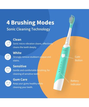 ED06 Electric Toothbrush for Teens - Waterproof 4 Sonic Modes Rechargeable Green - Ideal for Boys & Girls - Buy Online on GoSupps.com