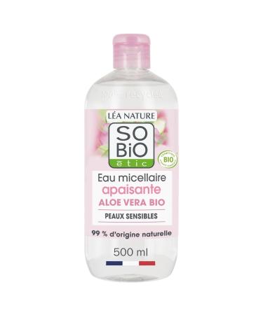 SO'BIO ETIC Eau Micellaire Douceur Apaisante l Aloe Vera et Rose Bio Hydratation & Confort (500 mL) - Le lot de 3