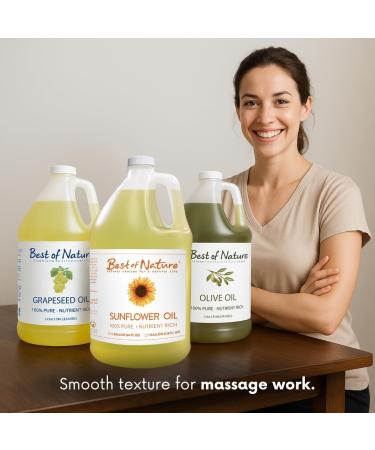 Best of Nature 100% Pure Sunflower Massage Oil Lightweight Deep Moisturizing Unscented Oil for Skin Body & Massage Nourishing Hydration for Hair & Face Half Gallon (64 fl oz) 64 Fl Oz (Pack of 1) - Buy Online on GoSupps.com