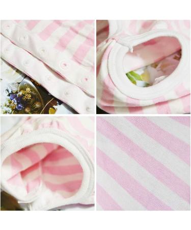 Dogs Recovery Suit Post Surgery Shirt | Wound Protective Clothes for Little Animals - Pink White Stripe (Size: Medium) - Buy Online on GoSupps.com