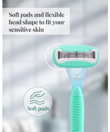 Disposable Razors for Women - 5-Blade Full Body Hair Removal - 2 Pack Green - Buy Online on GoSupps.com