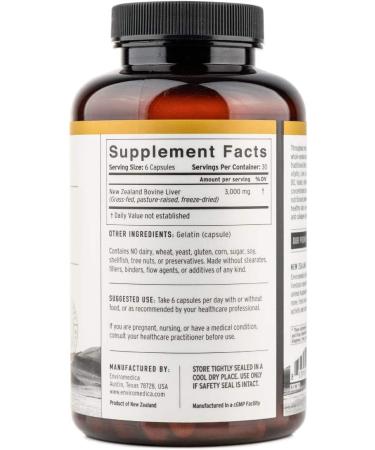 Enviromedica Freeze Dried Beef Liver Capsules - Pure Grass-Fed New Zealand Bovine - 180ct - Buy Online on GoSupps.com
