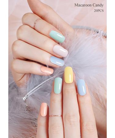 Foyute Semi Cured Gel Nail Strips 20 Pcs Soft Self-Adhesive Gel Nail Polish Wraps Sticker for Salon-Quality Manicure Set Long Lasting Easy to Apply & Remove Nail File & Wooden Stick (Rainbow) - Buy Online on GoSupps.com
