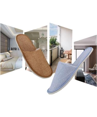 Buy Tianmao 5 Pair Spa Slippers | Linen Disposable Guest Slippers - Comfort for Hotels Spas & Travel - 3 Brown 3 Blue - Buy Online on GoSupps.com