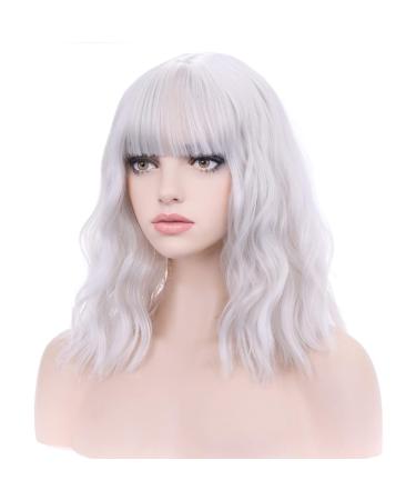 Concrete 35.6 cm silver wig brief curly wig women girls girls synthetic wig silver white wig with pony wig cap contain silver white - Buy Online on GoSupps.com