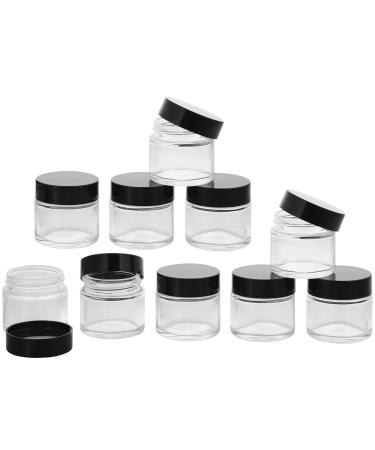 Clear glass jar with plastic lid 30 ml empty jar Kosmetex glass jar 10 black
