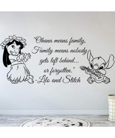 Wall Stickers Art Decor Decals Ohana Family Quote Nursery Inspired Wall Decal Lilo Stitch Ohana Means Family Vinyl Stickers 56X28Cm