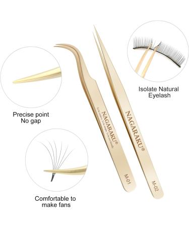 Nagaraku Eyelash Sink - Professional Precision Tweezers for Eyelash Extensions | Stainless Steel M-01 & M-02 | Curved & Straight | Volume Eyelash Tools - Buy Online on GoSupps.com