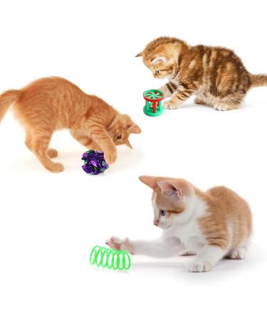 Wefine 20 Pcs Cat Toys for Indoor Kitten Collapsible Cat Tunnel for Indoor Cat Interactive Cat Feather Wand Ball Spring Mice Toy for Cat Puppy Kitty Kitten 20pcs Rainbow - Buy Online on GoSupps.com