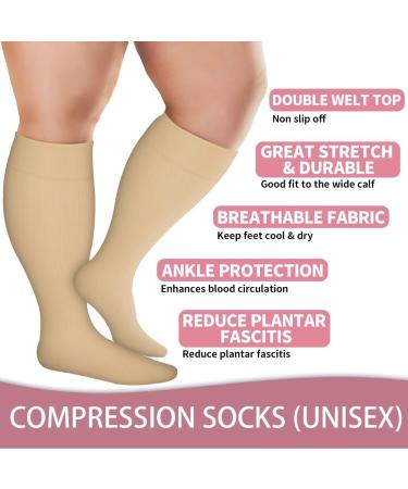 Buy Ingjia Compression Stockings for Thick Calves - 20-30mmHg Support Socks for Men & Women | Travel & Medical Use - Buy Online on GoSupps.com