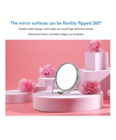 Mini 360 Aluminum Frame Silver Vanity Mirror with Stand - Ideal for Office, Dormitory, Women and Men - Buy Online on GoSupps.com
