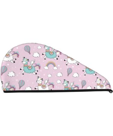 Shop Llama Unicorn Rainbow Microfiber Hair Towel | Ultra Soft Super Absorbent Wrap for Long Curly & Thick Hair - Quick Dry Coral Velvet - Buy Online on GoSupps.com