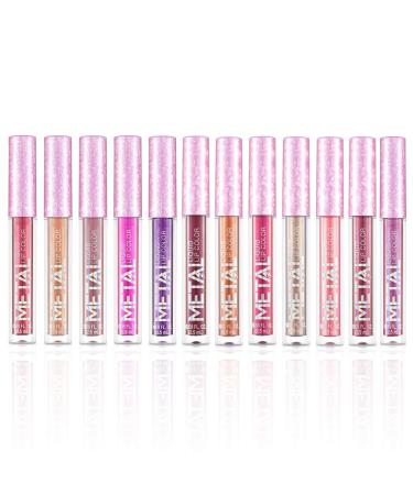 Coosa Beauty Glitter Liquid Lipstick Set - 12 Colors, Waterproof, Long Lasting | Colourful Lip Gloss Set (12 PCS) - Buy Online on GoSupps.com